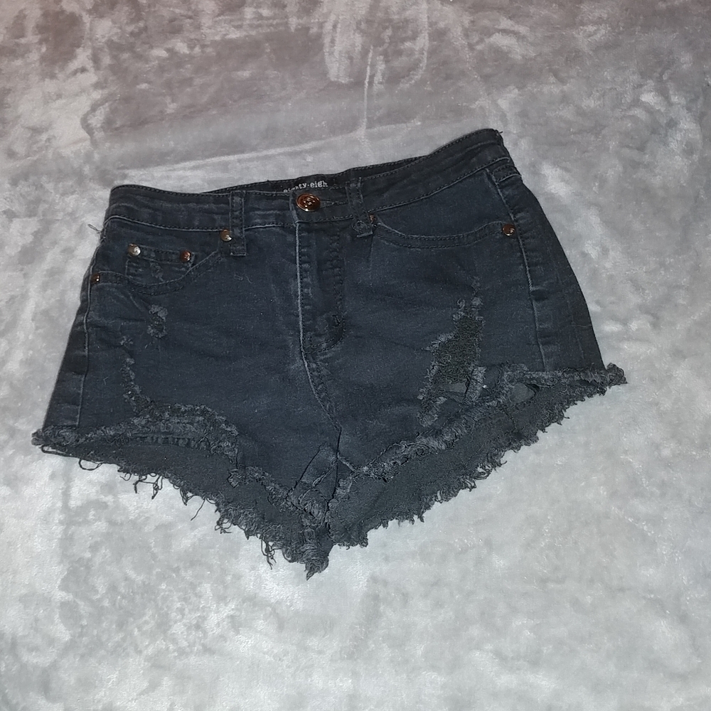 black denim shorts